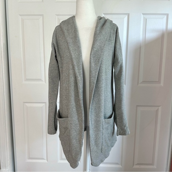 Gap Light Gray French Terry Hoodie Long Cardigan - Picture 1 of 6